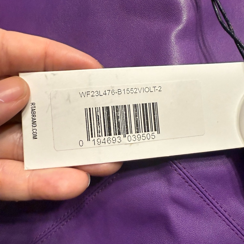 NWT RtA Purple Real Leather Mini Skirt Size 2 WF23L476-B1552VIOLT-2 MSRP $995 - Picture 2 of 3